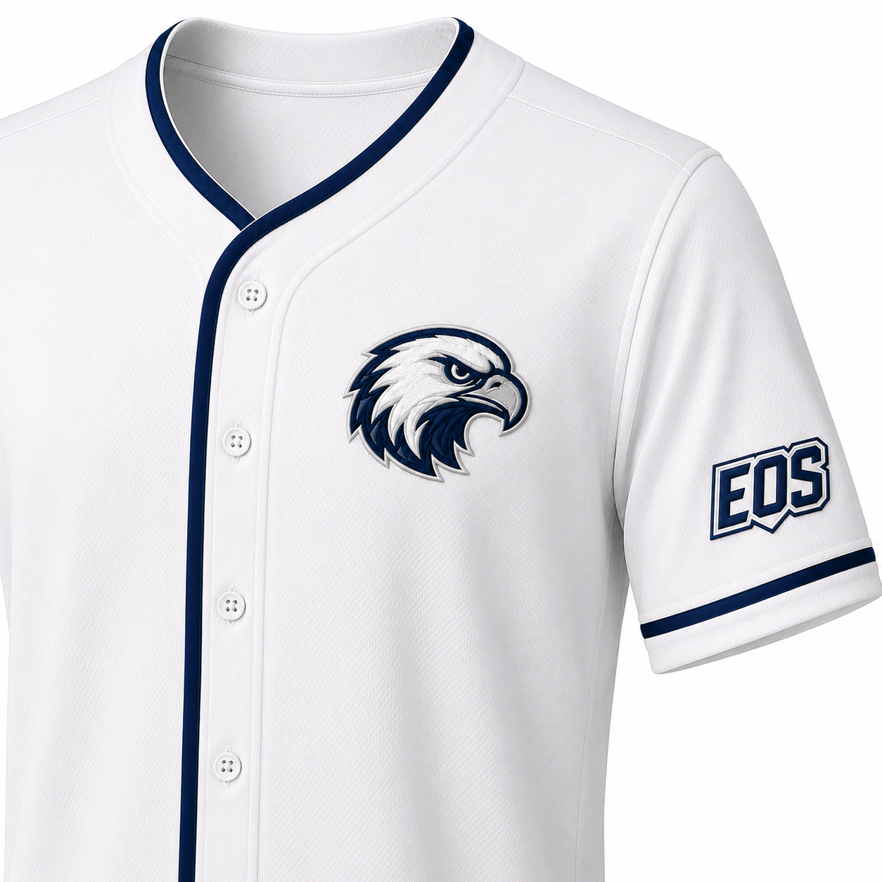 Close-up of a club jersey featuring a crest and a sleeve partner patch